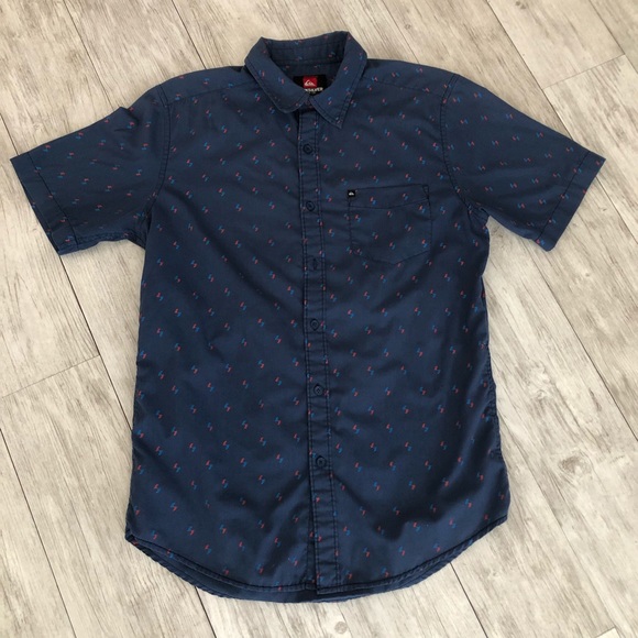 Quicksilver Mens button navy blue shirt - Picture 3 of 6